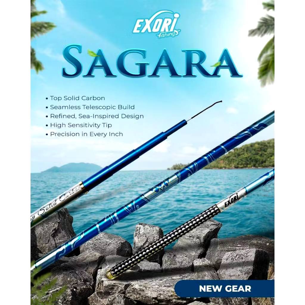 Joran Exori Sagara | Top Solid Carbon | Tegek Telescopic 4.5m / 5.4m / 6.3m