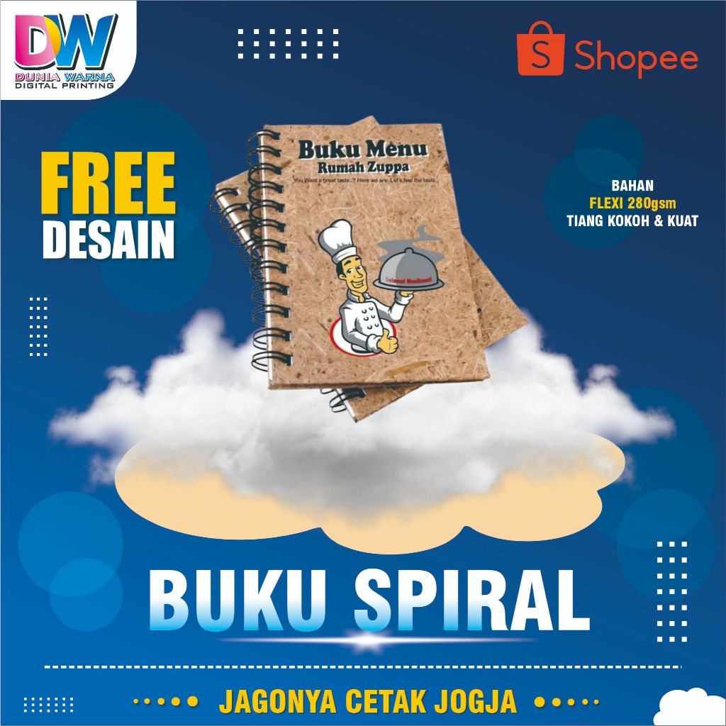 CETAK BUKU SPIRAL/ CETAK BUKU MENU/BUKU MENU CUSTOM/ DAFTAR MENU