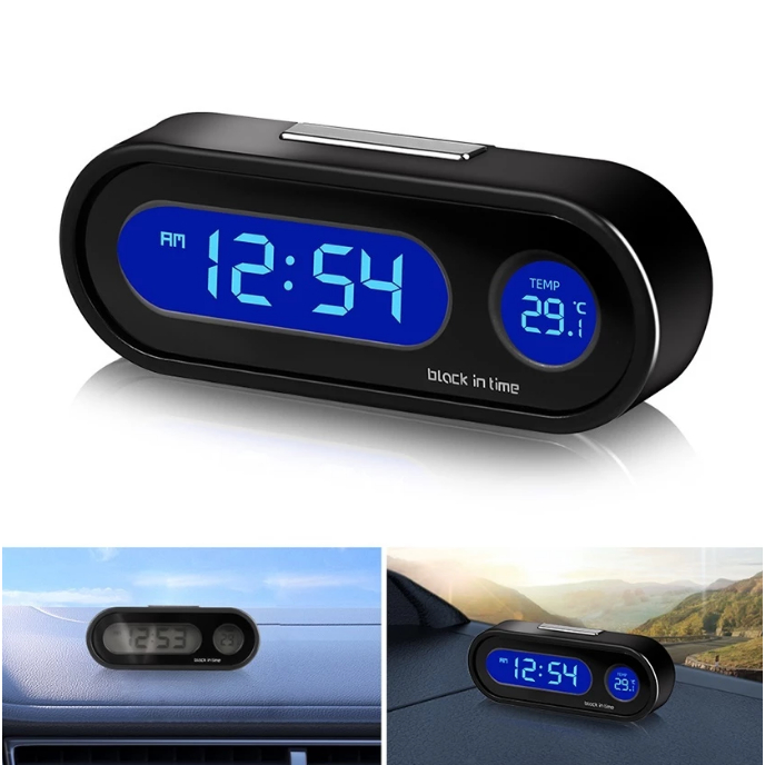 [Good]Jam Digital LED dashboard Mobil Blacklight Biru Dengan Termometer Untuk Dashboard Mobil