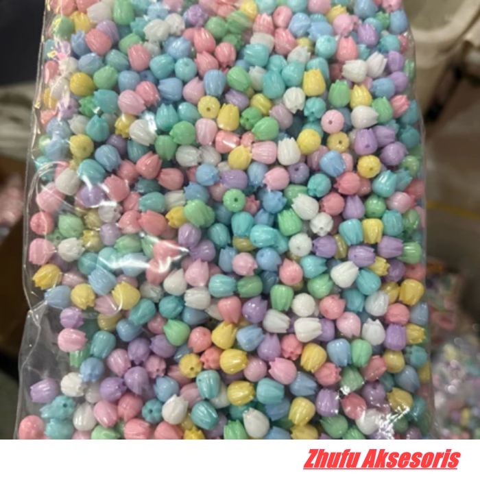 1 Pon Manik Manik Bunga Kelopak Pastel Premium
