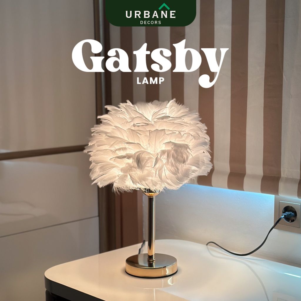 [URBANE] GATSBY Feather Table Lamp Bulu Bulu Lampu Tidur Lampu Meja Hias Night Light