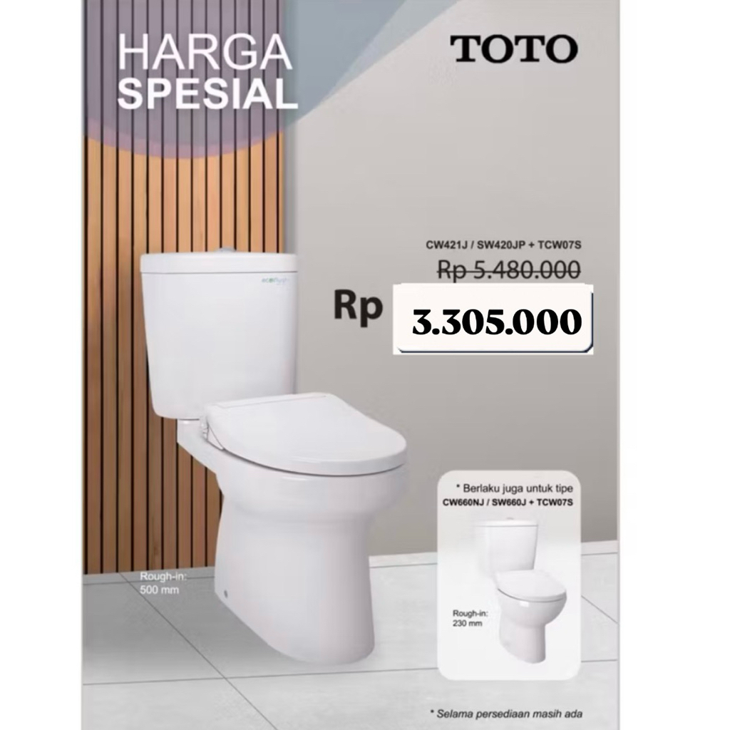 Promo Closet Duduk Toto CW421 dual flush tutup eco washer