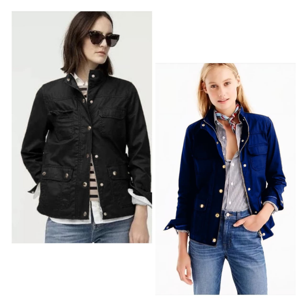 Jacket Talbots  Twill Field Utility Jacket Full Zip Snap Closure