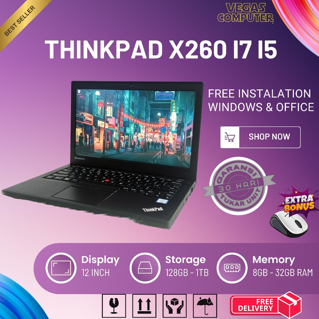 Lenovo Thinkpad X270 Intel Core I7 i5 GEN 6 RAM 16GB SSD 512GB Mulus