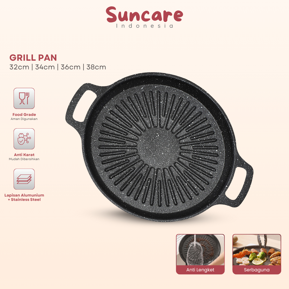 Suncare - Grill Pan Anti Lengket Wajan Panggangan Grill Pan BBQ Grill Pan Serbaguna Gril Pan Premium