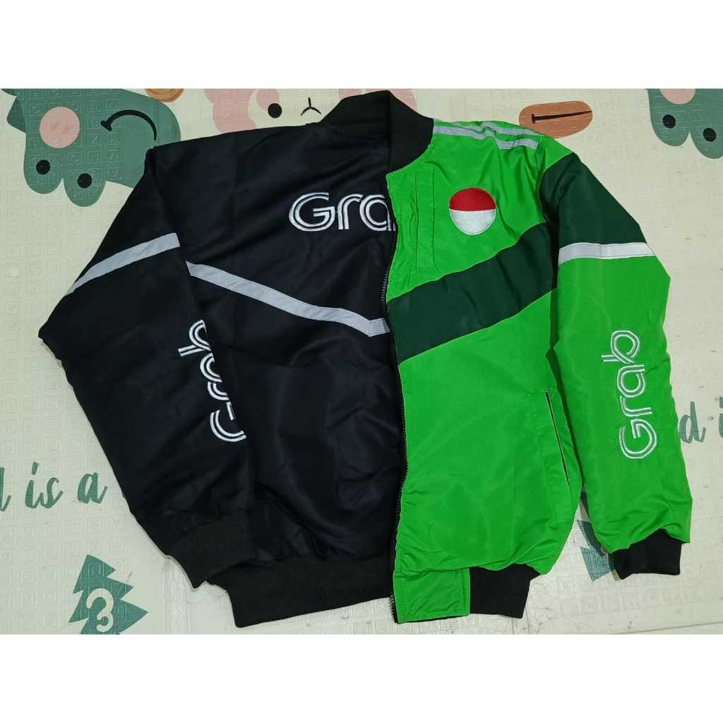 JAKET GRAB  ORI BOLAK BALIK GRAB HITAM MURAH