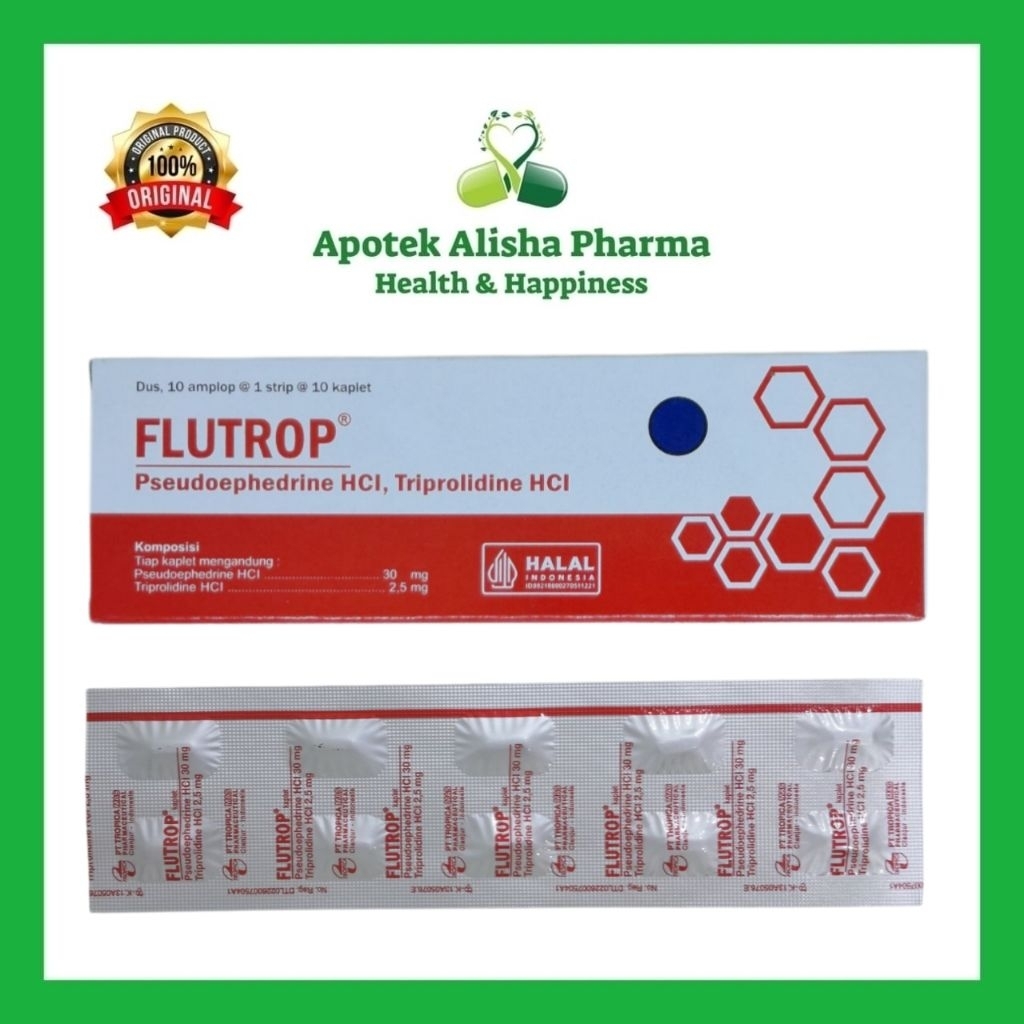 Flutrop Tropica Box isi 100 dan Strip isi 10 Tablet