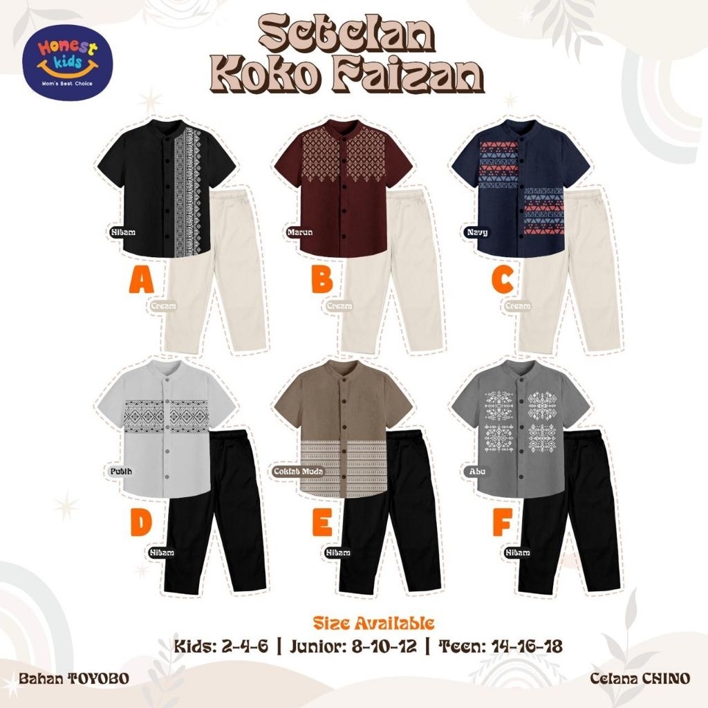 Po‼️ Honest Kids Set Kasko Short Ayah Anak Dewasa Couple Setelan Koko Faizan 2-18th Combed /Terbatas