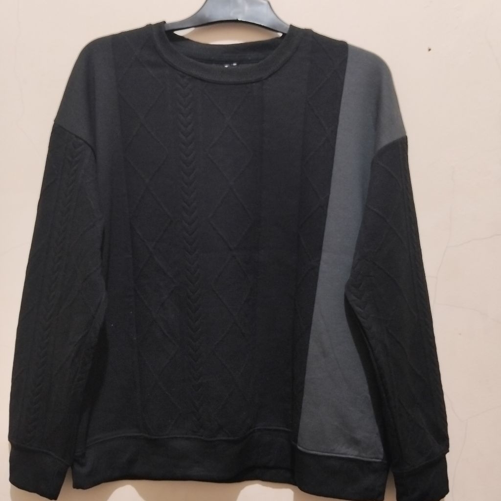crewneck motif hitam abu termurah dan terlaris