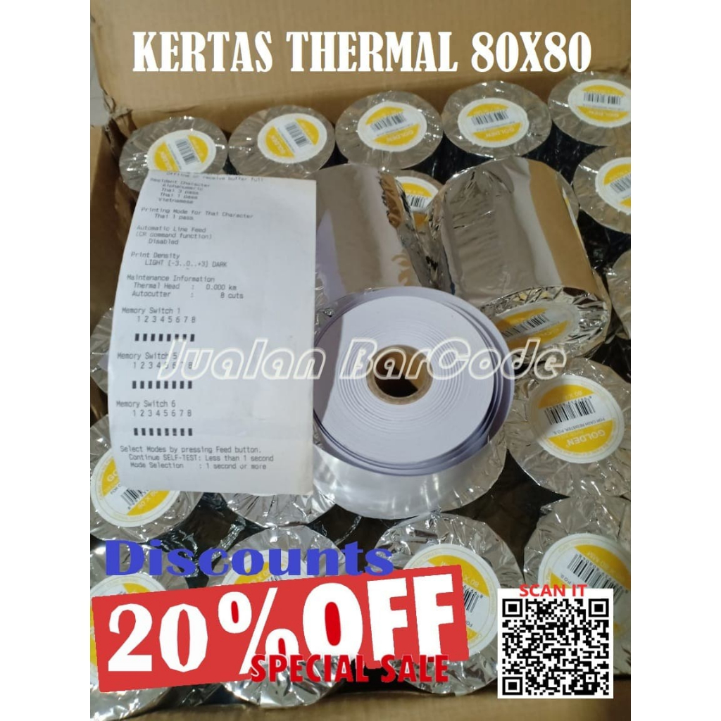 KERTAS KASIR THERMAL 80X80 - KERTAS THERMAL GOLDEN 80X80 PAPER ROLL