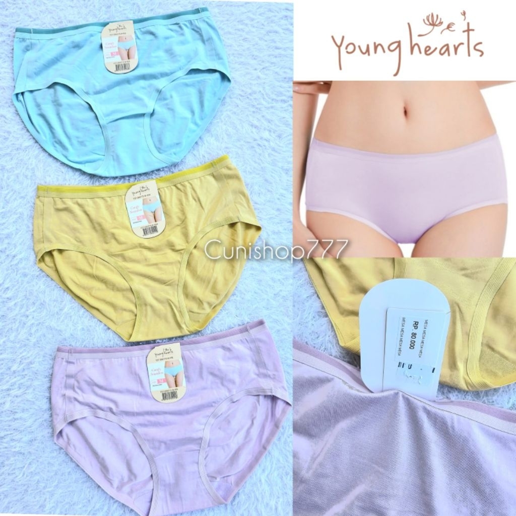 PANTY YOUNG HEARTS COMFY SEAMLESS MINI WAIST M L XL CELANA DALAM WANITA CD POLOS HEART Y27-000773