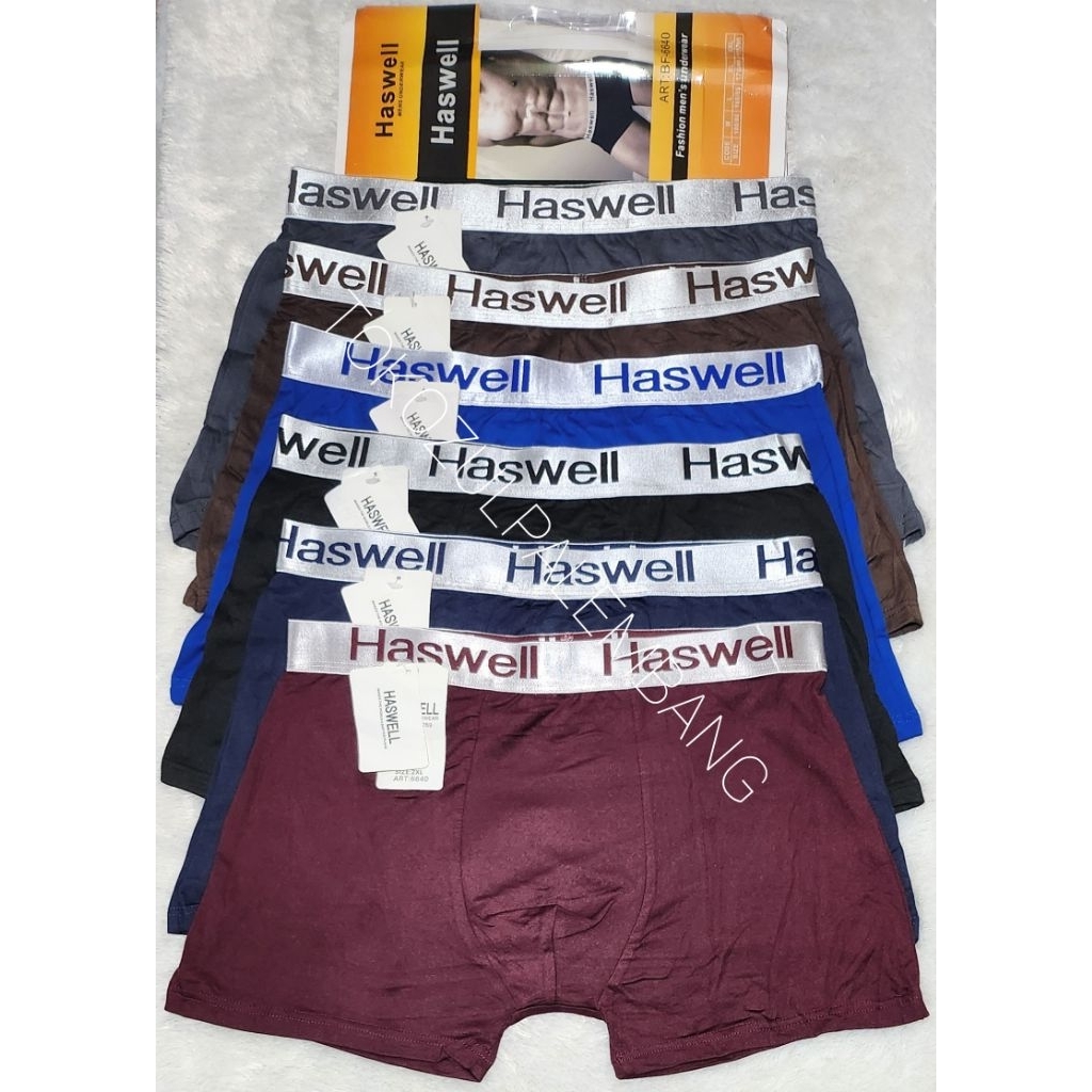 [3 Pcs] CD Boxer HASWELL Pria Dewasa Celana Dalam Segi4 bahan Katun Adem