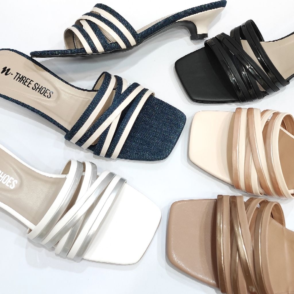 N-THREESHOES Sendal hak pendek Wanita /  Kitten Heels 3 cm   2651