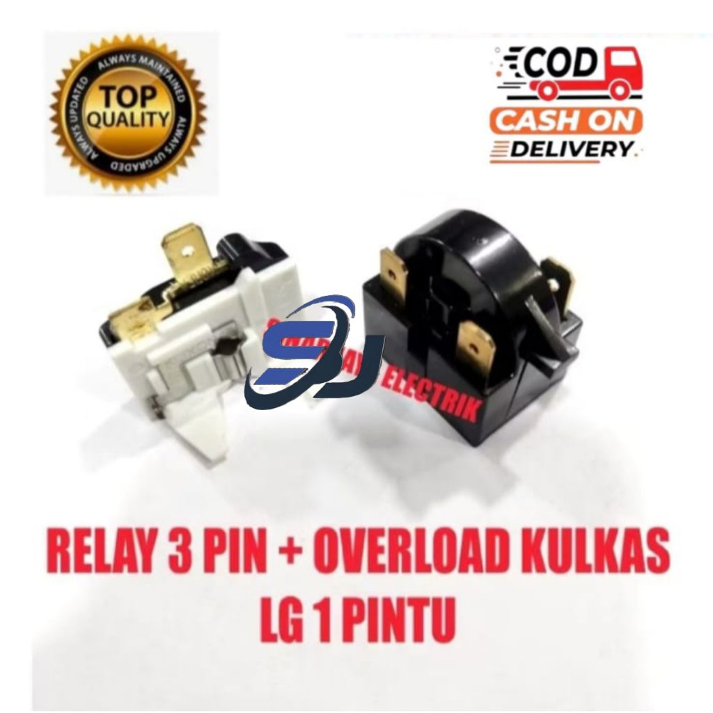RELAY 3 PIN + PTC OVERLOAD KULKAS LG 1 PINTU / KULKAS 1 PINTU