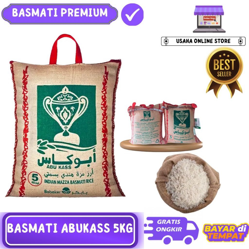 BASMATI ABUKASS 5KG I BERAS INDIA PREMIUM QUALITY I BERAS ABU KASS RENDAH KALORI OBAT DIABETES I BER