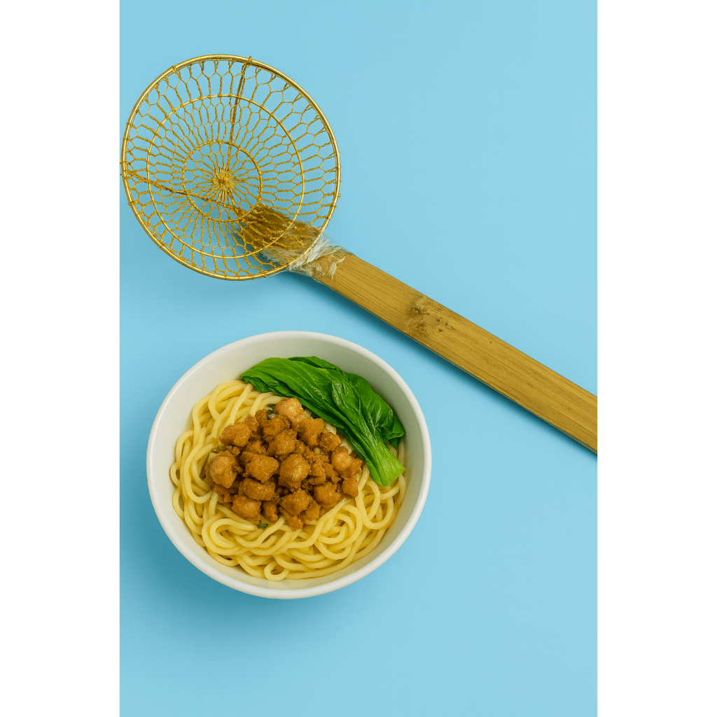 Saringan Mie Ayam Bambu Tradisional – Alat Dapur Serbaguna untuk Mie, Bakso, dan Gorengan