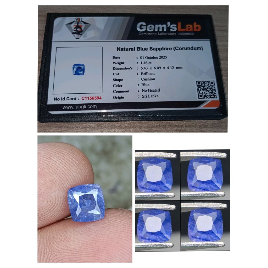 Natural blue sapphire Srilanka no heated memo GLI