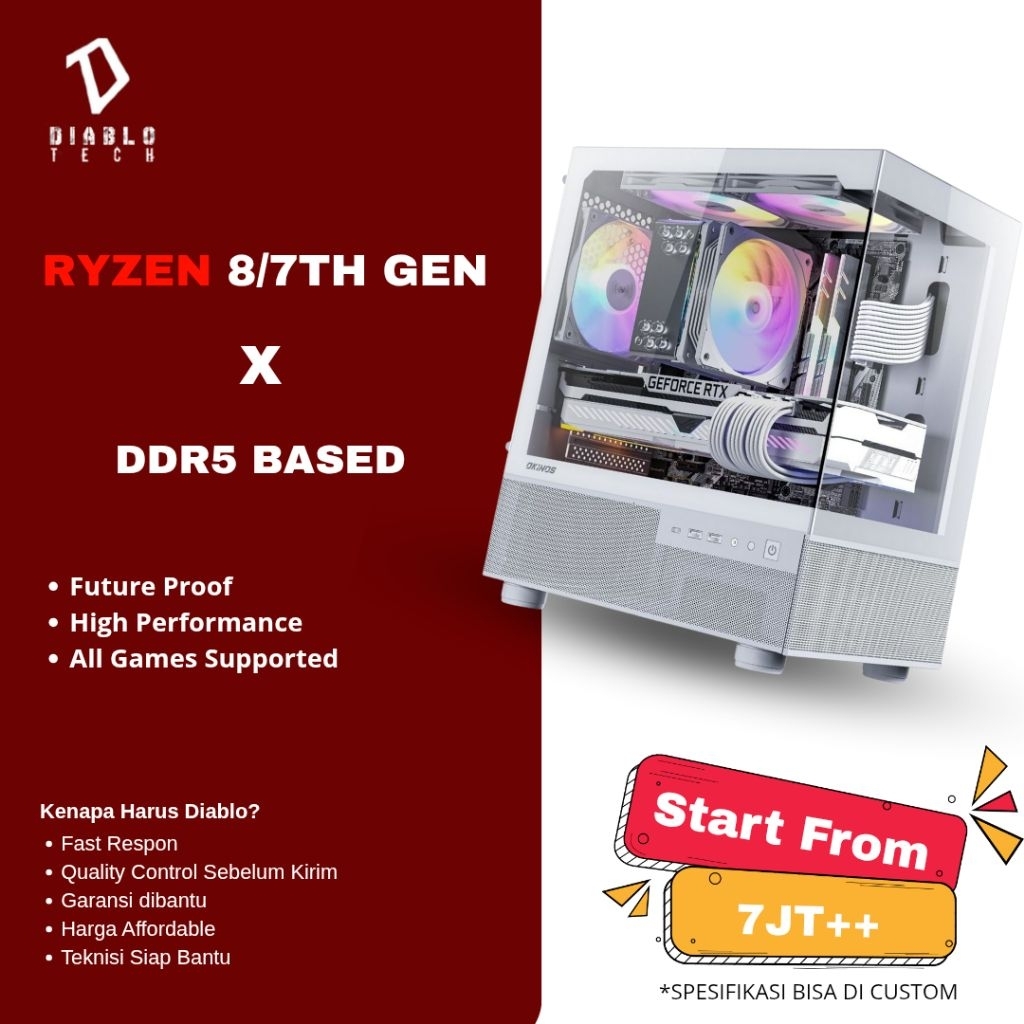 PC Rakitan Siap GAMING RYZEN 5 GEN 8 + DDR5 | Ryzen 5 8600g | DDR5 32GB