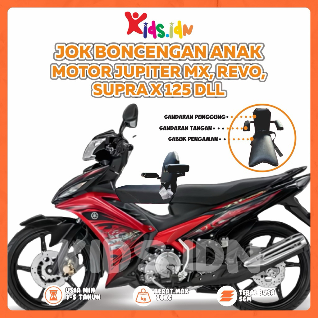 Jok Boncengan Anak Dengan Sandaran Motor SUPRA X 125, REVO, MX KING, JUPITER Z1 DLL Kursi Dudukan An
