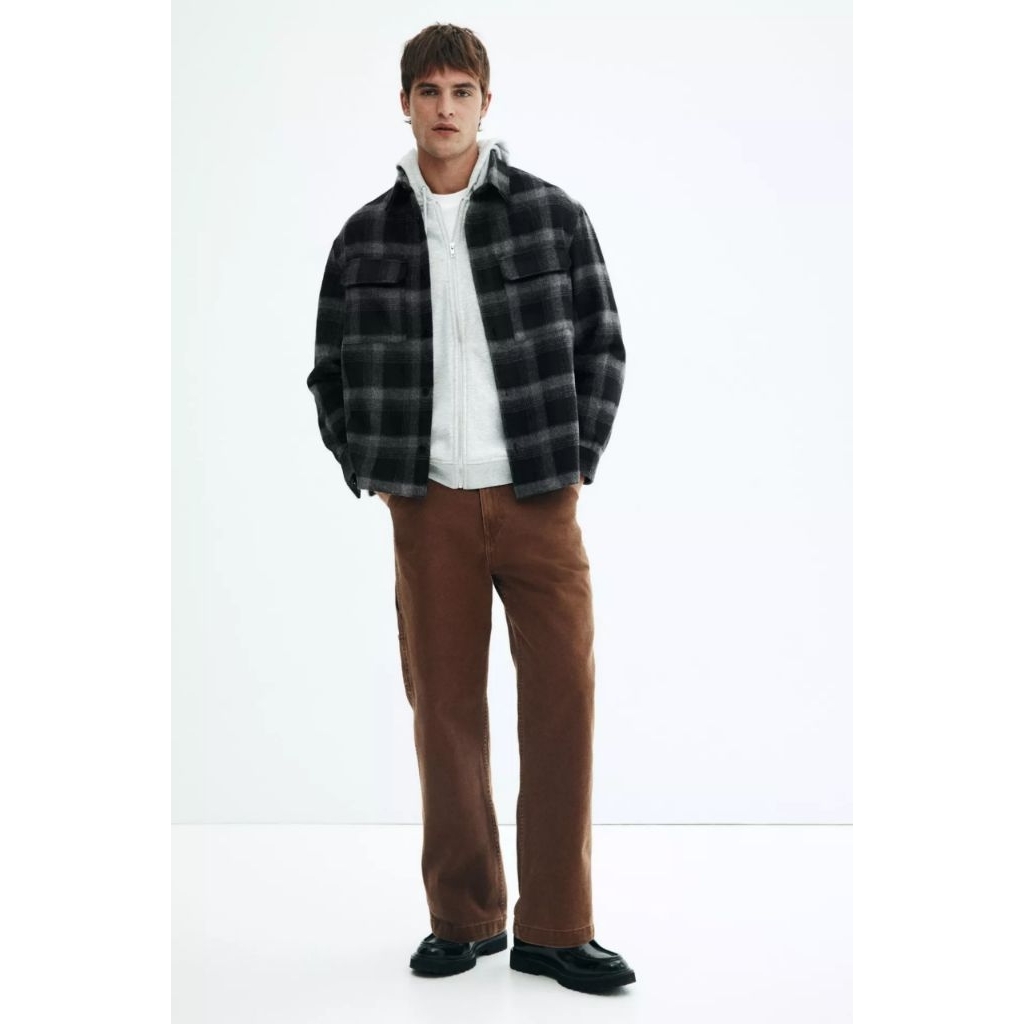 hot sale kemeja flanel veterano hnm reguler fit oversize kemeja h&m laki-laki