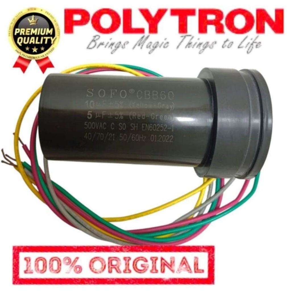 original kapasitor capasitor mesin cuci 2 tabung Polytron