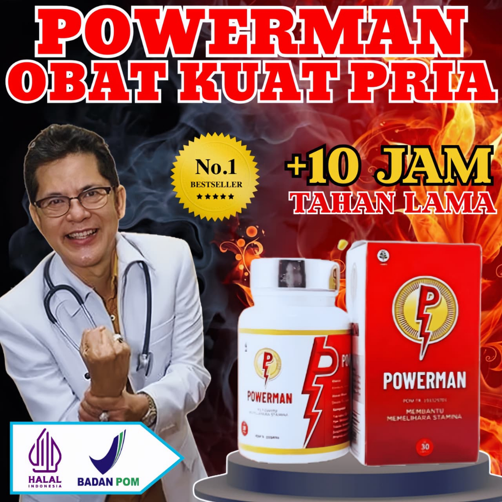 POWERMAN 0batkuat Herbal Kuwat Pria Tahan Lama Original 100% dengan Obat Kuat Stamina Terbaik dan Te