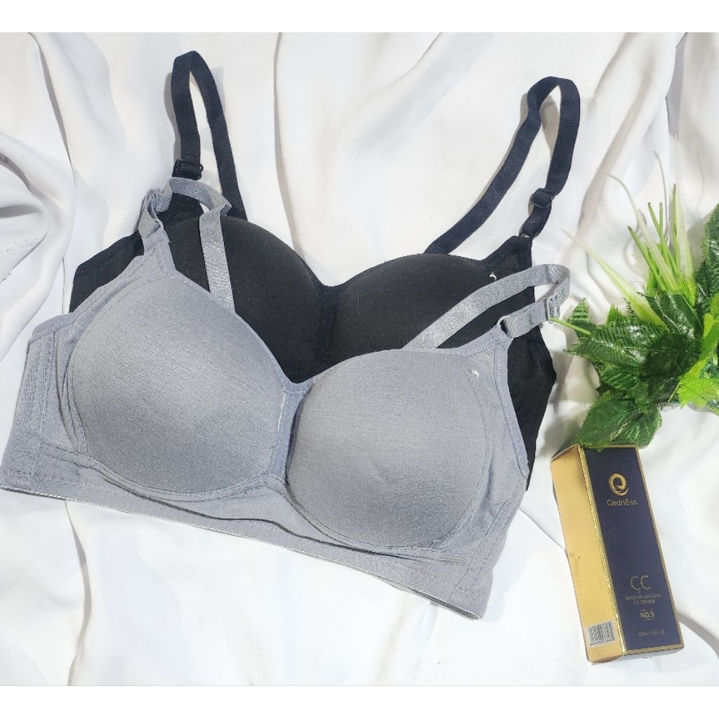 FANGXHITING - [ OBRAL ISI 2PCS ] Bra Wanita Remaja dan Dewasa Cup A Tanpa Kawat Bra Polos Size 32-38