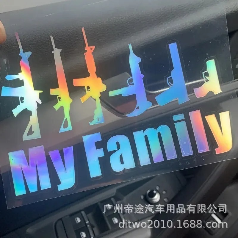 1 PCS Stiker Mobil MY FAMILY Terlaris, Stiker Dekorasi Pistol, Stiker Dekorasi Mobil, Motor, Mobil L