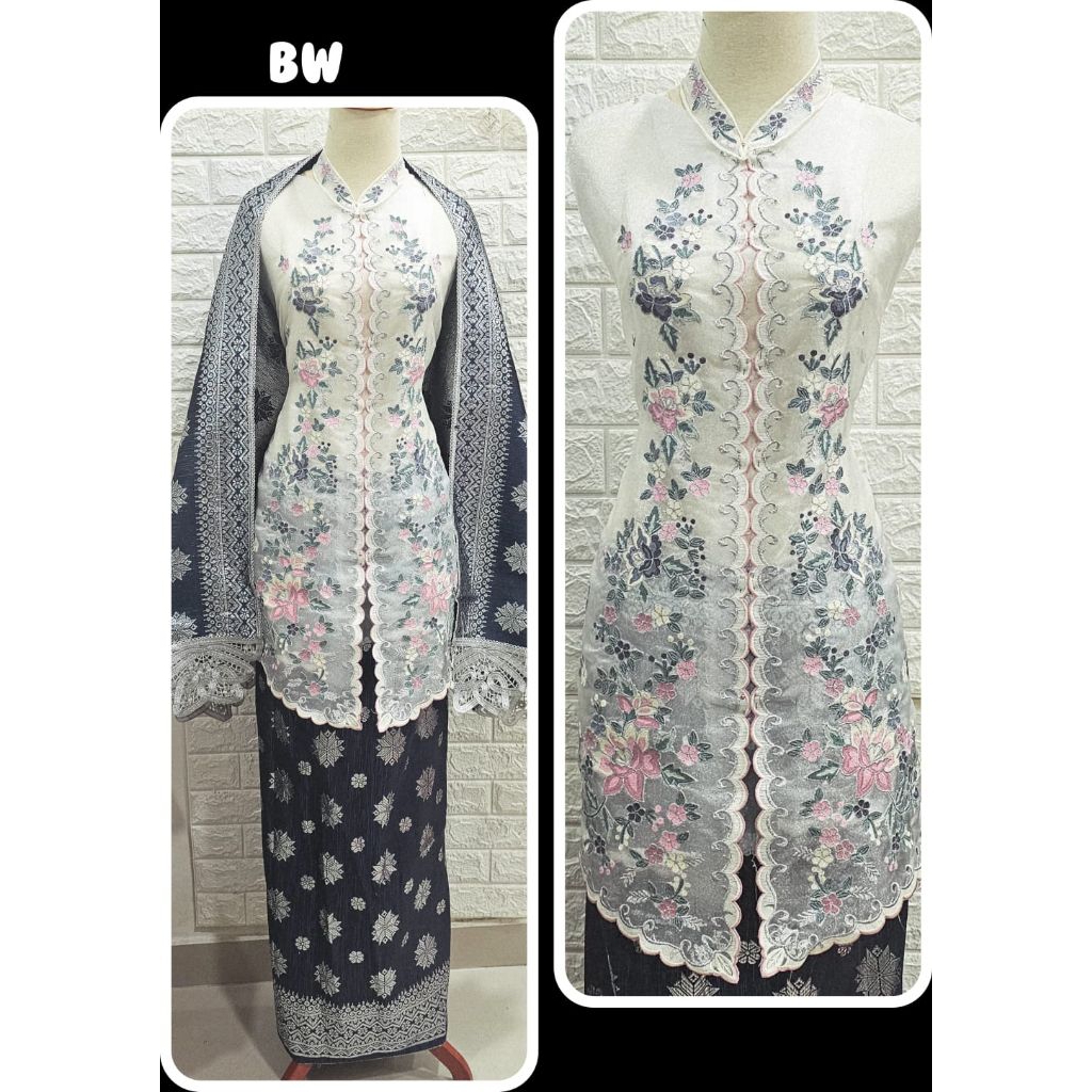 Bahan Baju Kebaya Encim Bordir Suji Kasiak/Bahan Organza Crystal/Bahan Kebaya Bordir Cantik Elegan