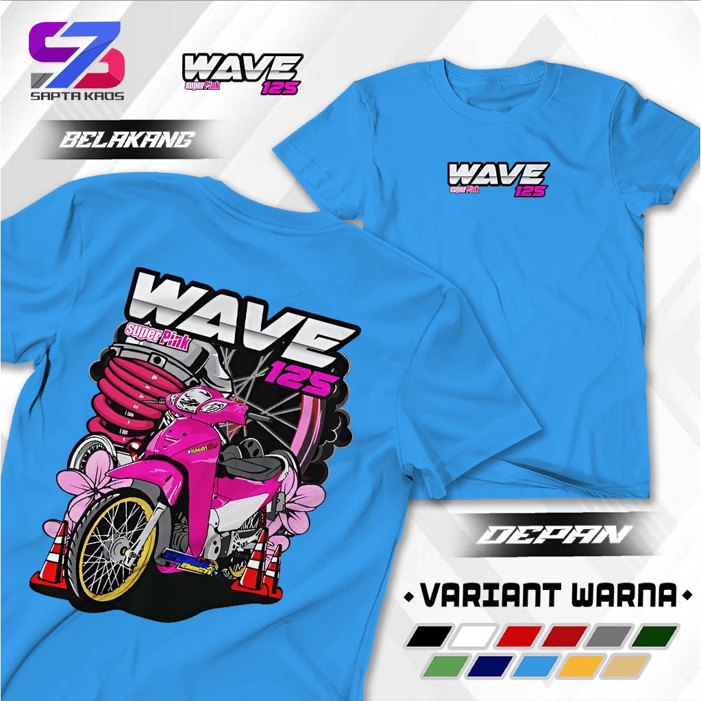 SPT616 Baju Kaos Racing Wave Super Pink 125 T-Shirt Balap Terbaru KTG 48_Kaos pria dan wanita