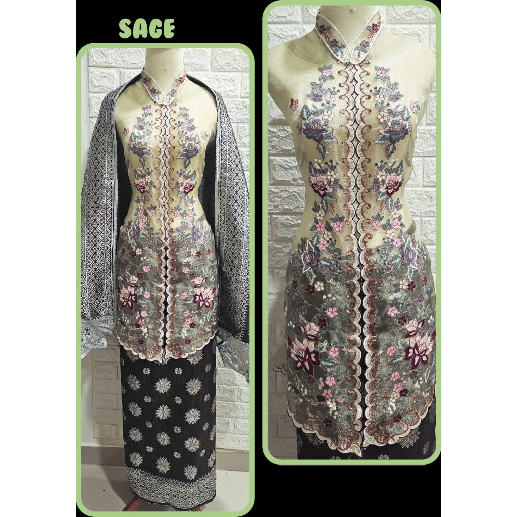 Bahan/Bakal Baju atasan Kebaya Organza Bordir pasir