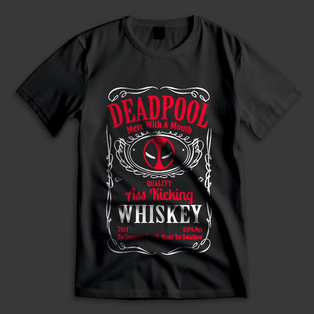 Kaos Unisex Premium - Deadpool Logo Whisky