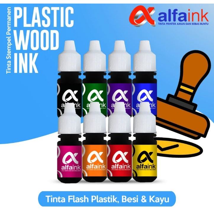 TINTA PERMANENT UNTUK STEMPEL FLASH | MEDIA PLASTIK KAYU BESI | STEMPEL 5 ML