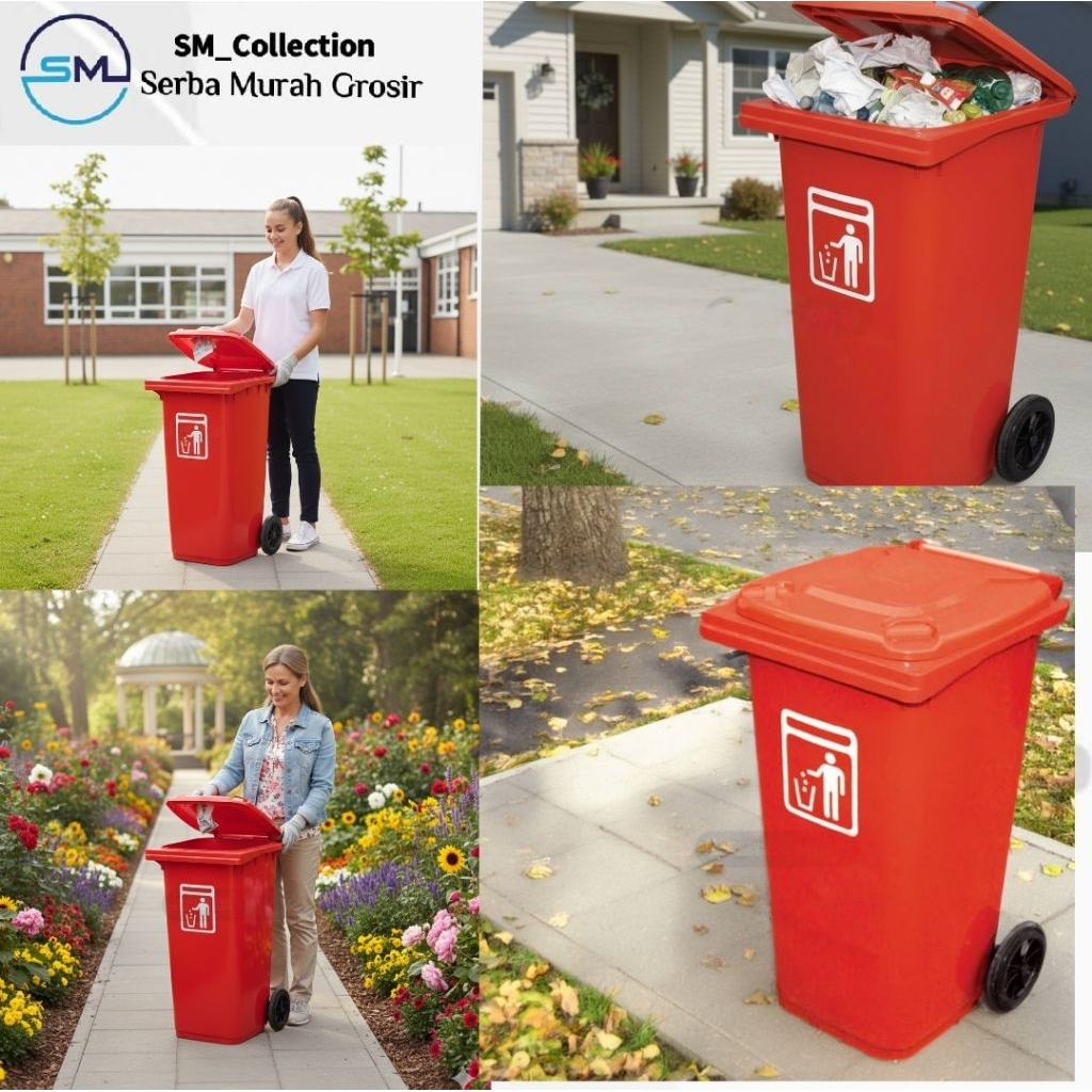 Tempat Sampah/Tong Sampah/Wadah Penampung Sampah/Tong Sampah Besar/Tong Sampah MPW Roda 110 Liter
