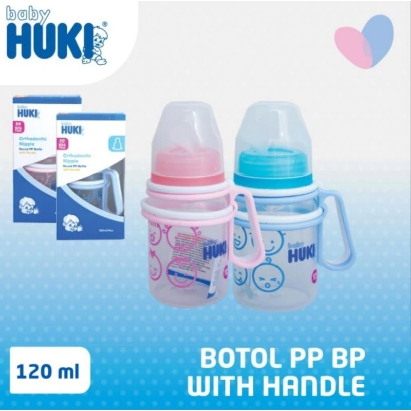 Huki Bottle PP Handle 120ml / Botol Susu Bayi Huki 120ml