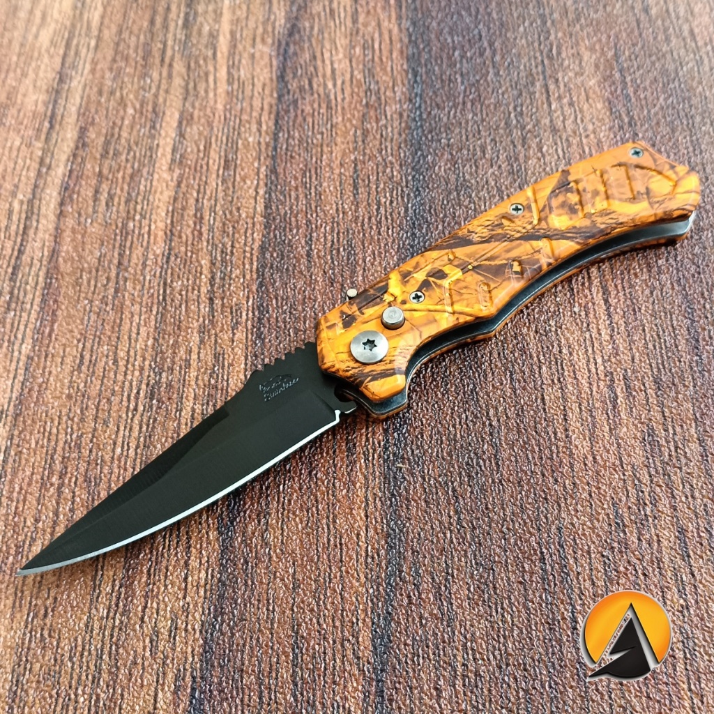 Pisau Saku  Lipat Traveling Pencet Otomatis Orange P1251