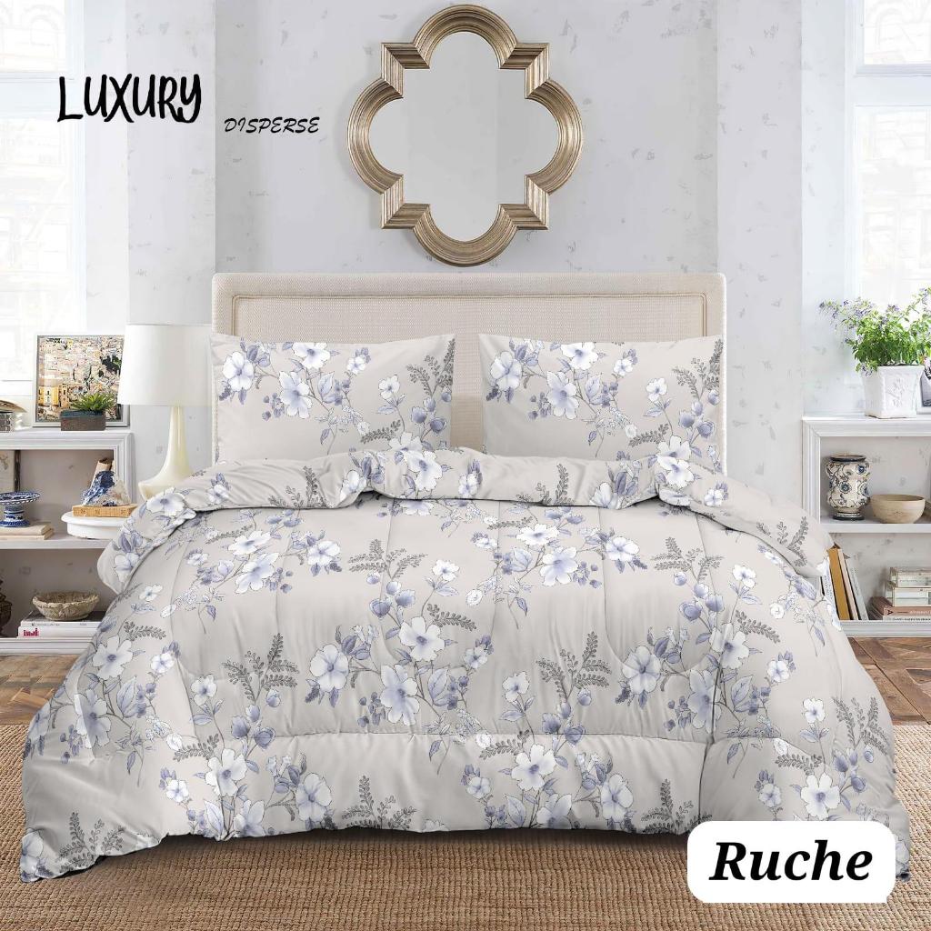 Sprei Microtex Motif Bunga Cantik Ruche | Sprei Set Dewasa Pria Wanita | Seprei Halus Lembut Murah
