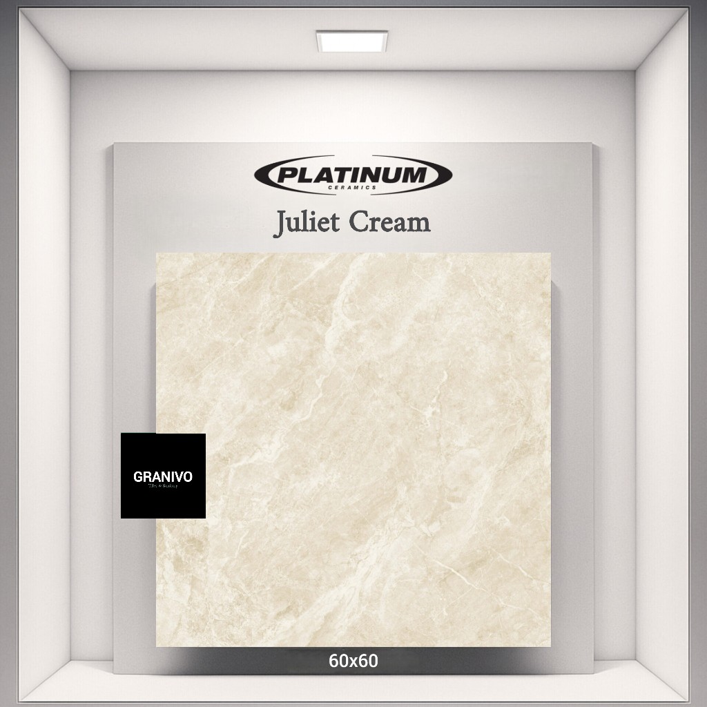 PLATINUM CERAMIC CERAMICS KERAMIK LANTAI FLOOR TILE JULIET CREAM KREM 60 x 60