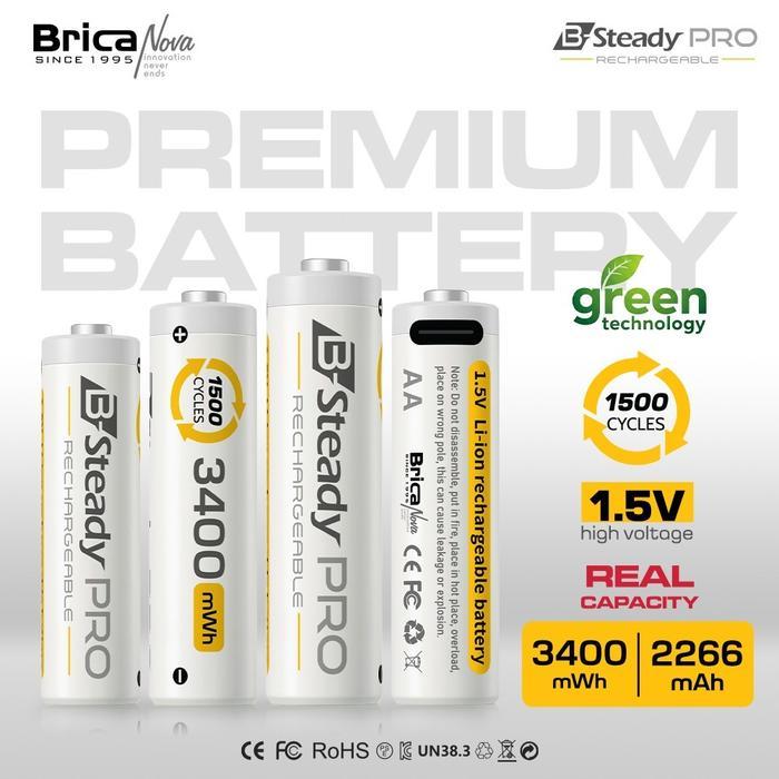 Brica B-Steady PRO Rechargeable Battery with Charger Dock 1.5V AA AAA - Battery AA / AAA Rechargeabl