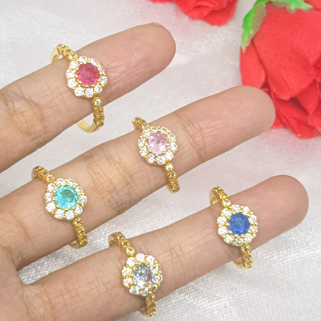 Cincin Korea Elegant Fashion Titanium Wanita Anti Karat Lapis Emas 24K Simple Perhiasan Jewelry Akse