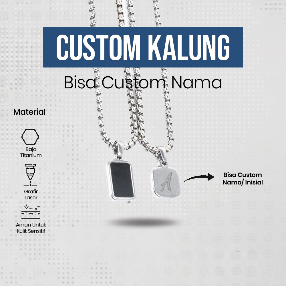 Ohio * Kalung Titanium Liontin Kotak Custom | Kalung Liontin Titanium Persegi Pria | Kalung Rantai T