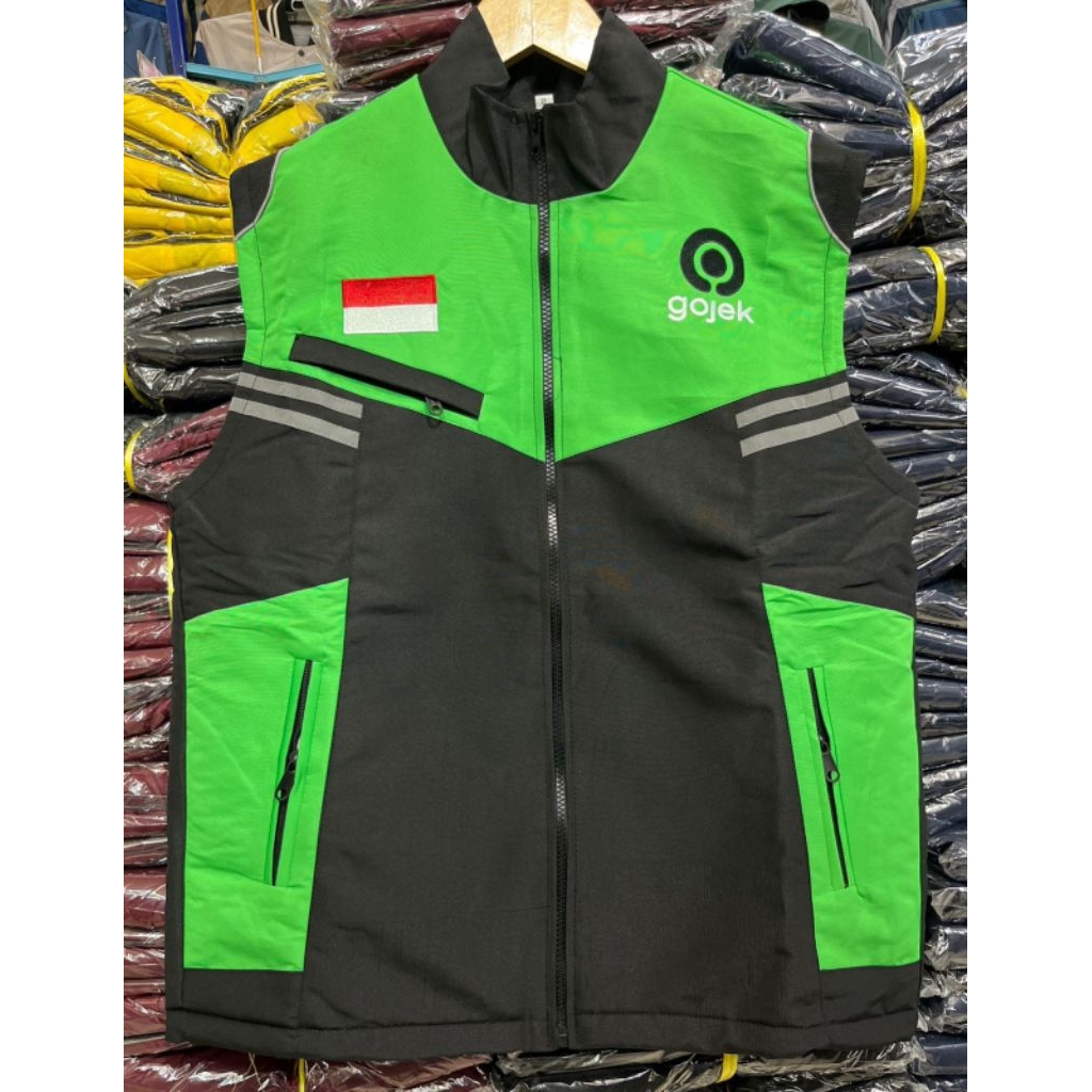 Vest Rompi Motor/Vest Rompi Ojol Go#jek/Rompi Motor Pria Dan Wanita/Vest Rompi Motor Logo Bordir