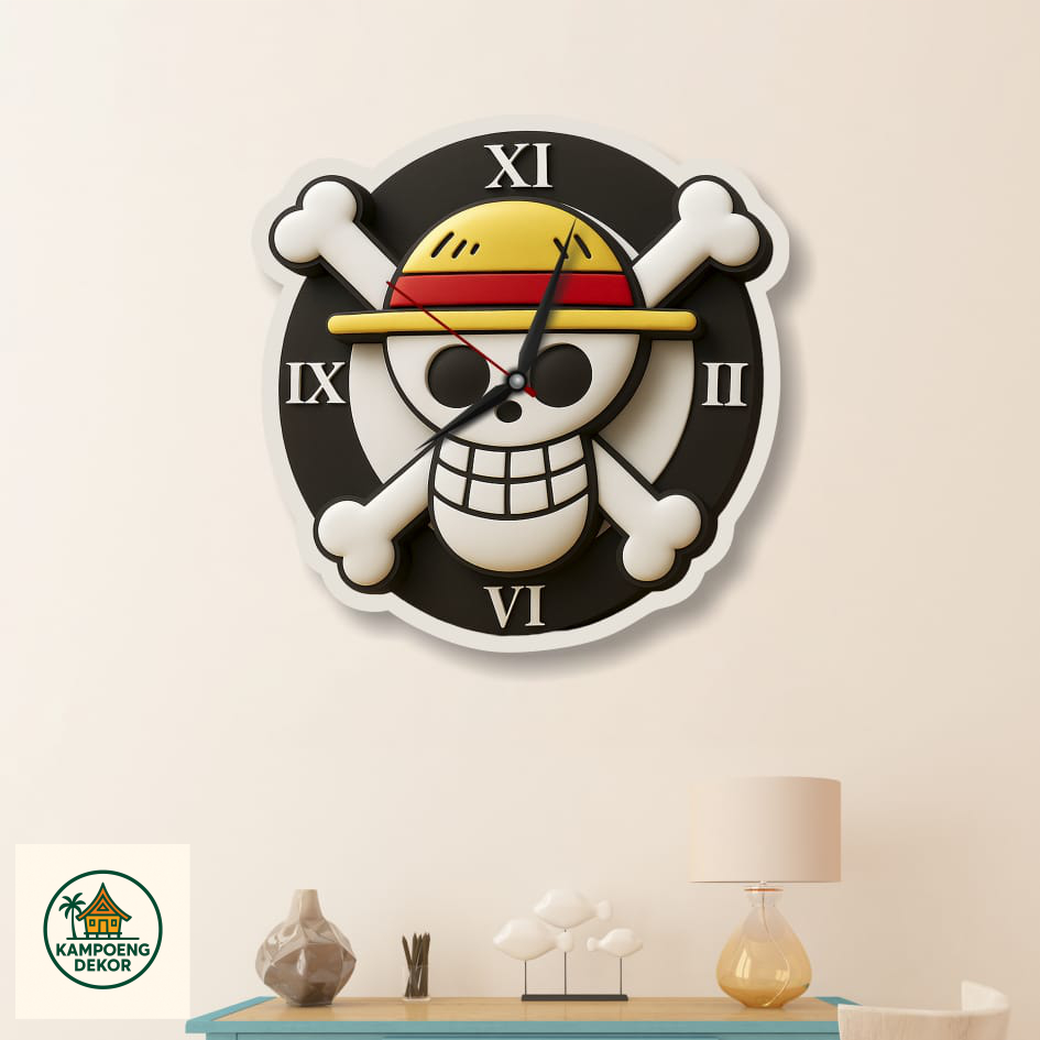 KD02-Hiasan jam dinding Ukir Karakter ONE PIECE Termurah