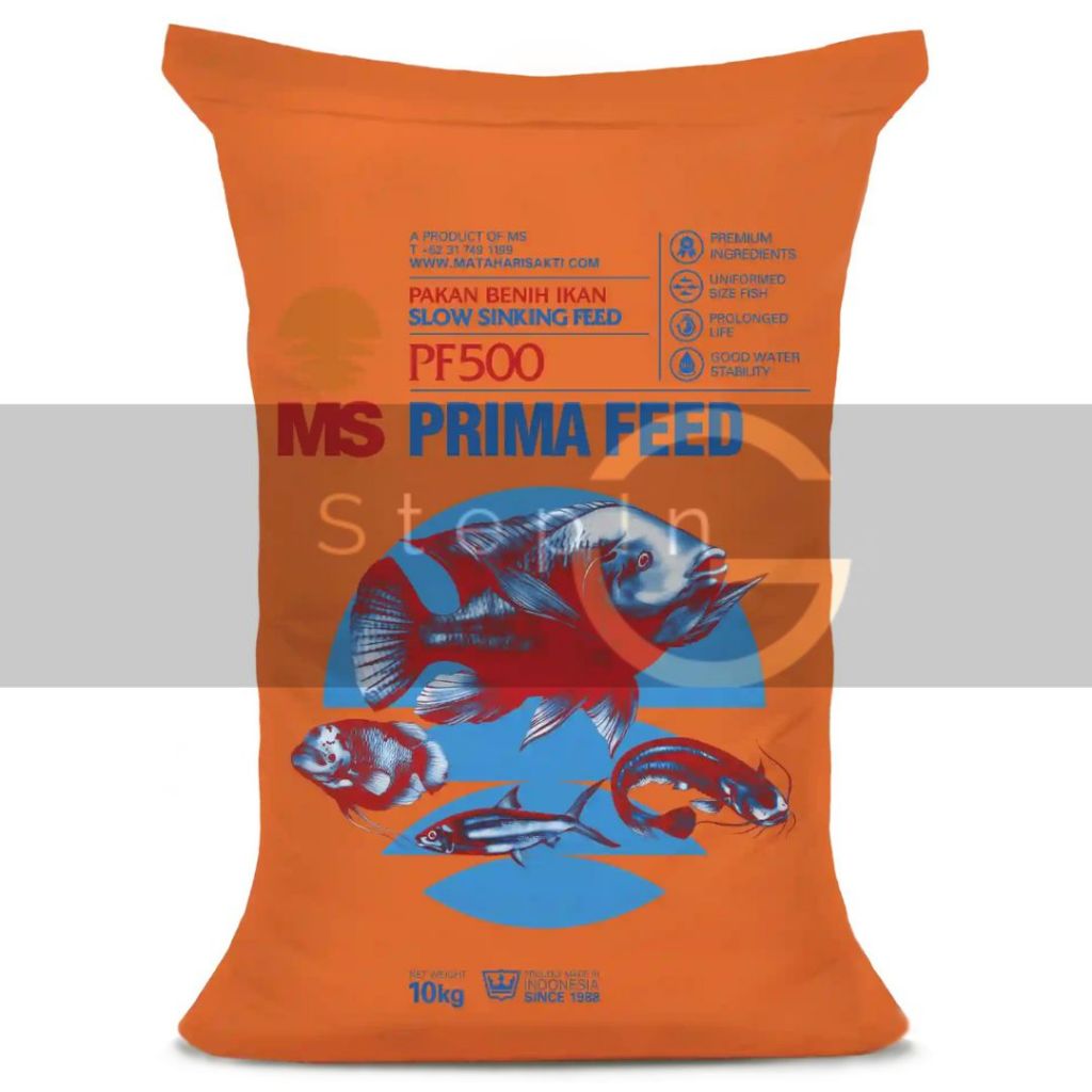 Pelet Pakan Benih Ikan PF 500 PRIMA FEED 500 Kemasan Karung 10Kg