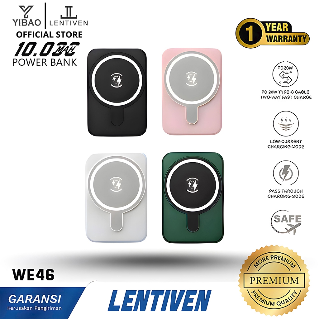 YIBAO LENTIVEN Powerbank 10000 mAh Mini Fast Charging Wireless Charger For IOS  Android