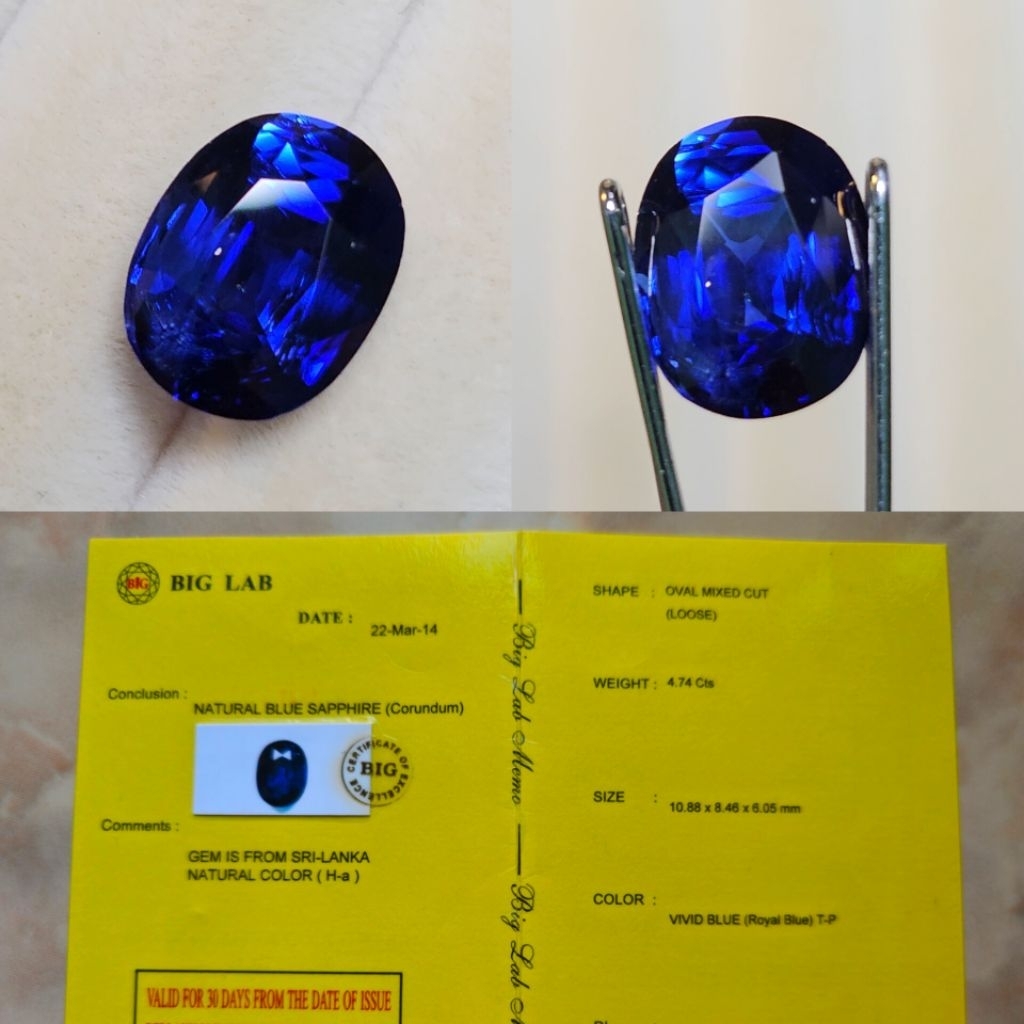 Vivid Royal 4.74 Crt Blue sapphire srilanka
