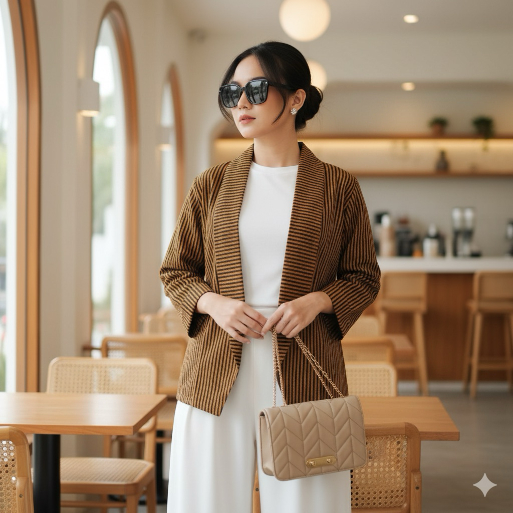 Shanaya Baju Batik Wanita Blazer Lurik Atbm Kinanti Lurik Original Tradisional Cantik untuk kerja