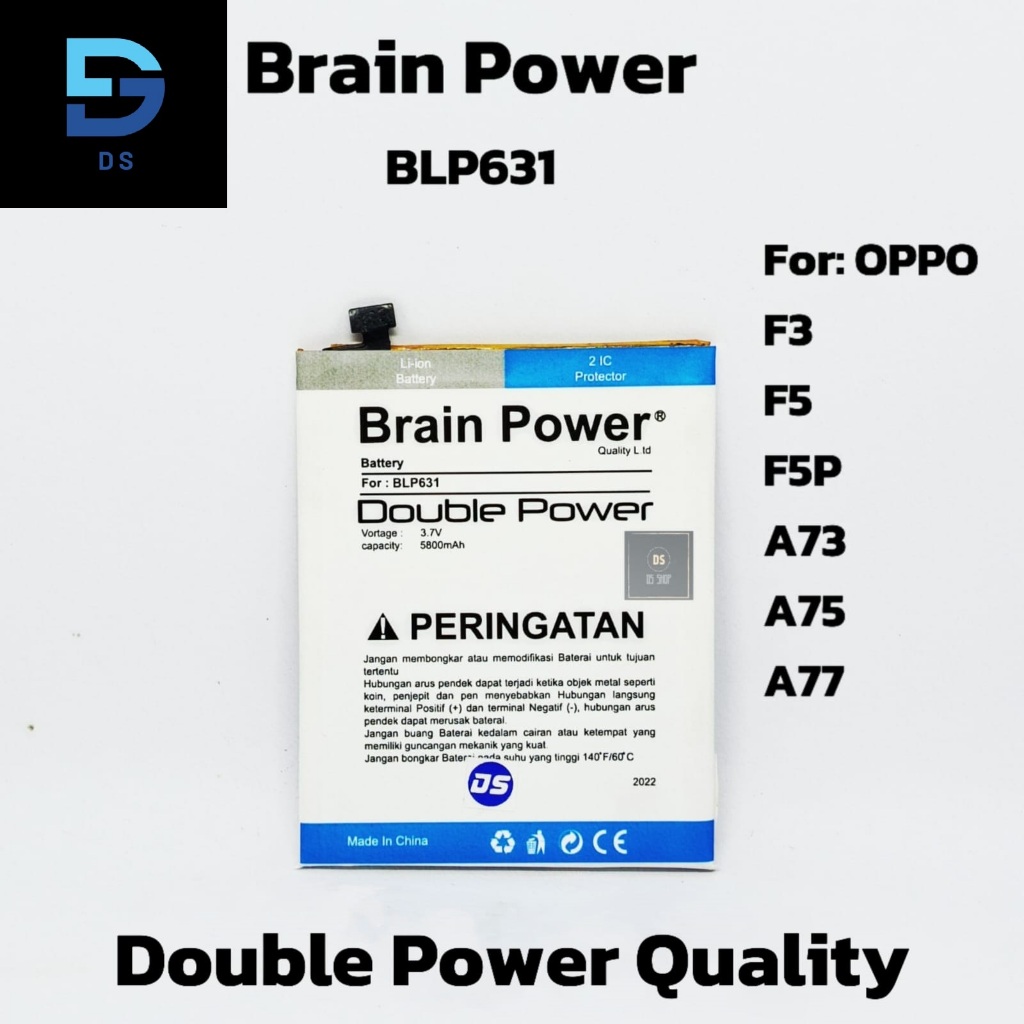 BLP631 Double Power Baterai OPPO F3 F5Youth Plus A73 A75 A77 CPH1609 CPH1715 CPH1723/1727 BLP631 Ori