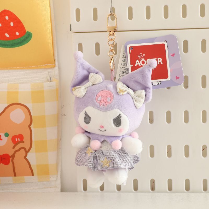 Sanrio Characters Plush Keychain | Gantungan Boneka Plush Kuromi, My Melody, Cinnamoroll Lucu Gemoy 