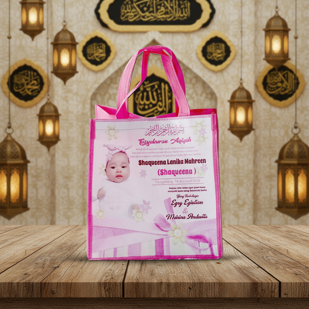 Tas Hajatan Untuk Tasyakuran Aqiqah, Haul Muat Box Nasi Dan Snack Custom Nama Bahan Tebal